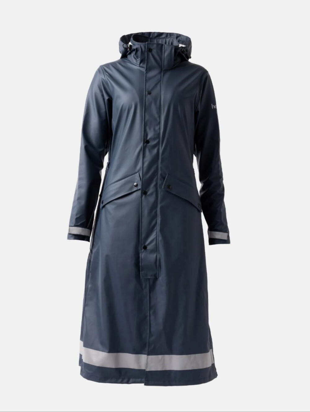 Horze Hazel Women's 10 Long Equestrian Riding Rain Coat Navy Reflective